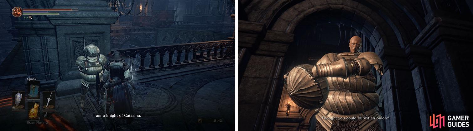 The fake Siegward will trick you into walking across the beam and then lower it.