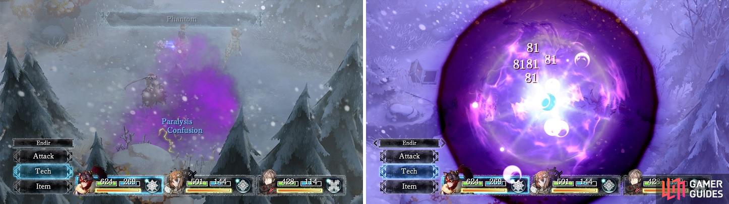 Phantom is great for debuff kills (left). Most of Fides’ skills are shadow elemental (right).