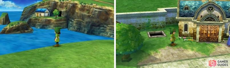 Dermot’s house is on the cliffs near Estard (left) and can be gotten to by taking the stairs near the church (right).