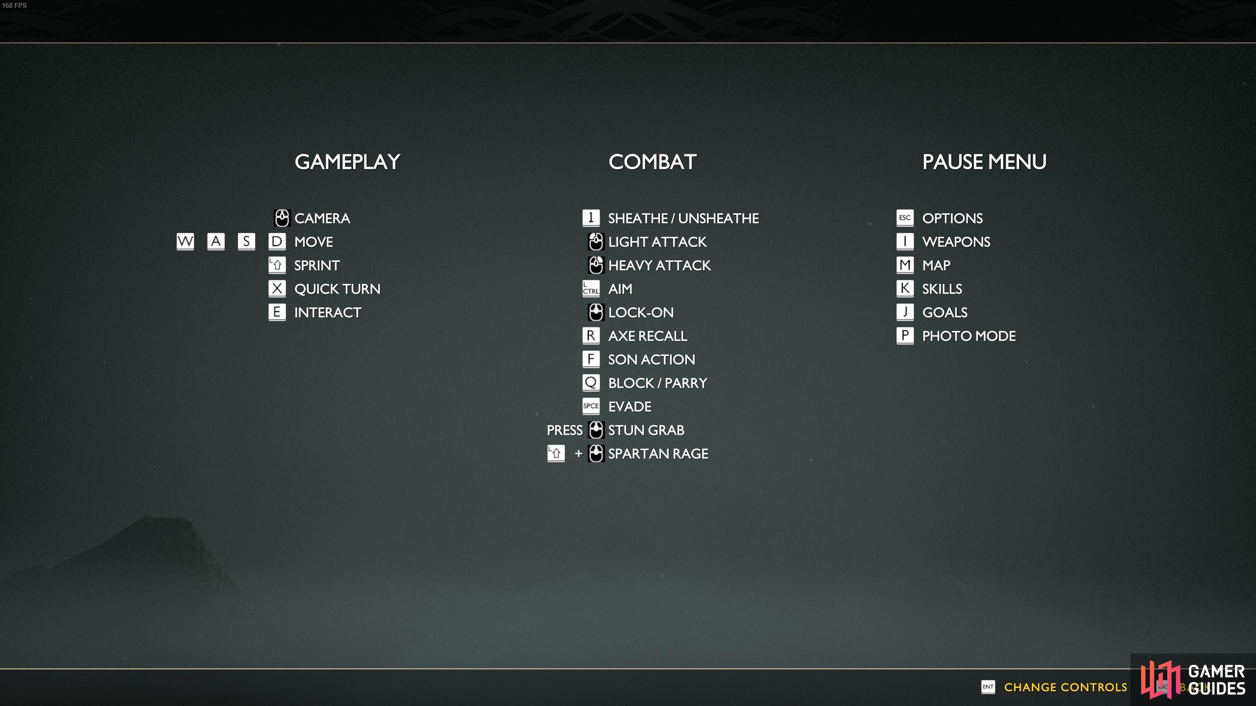 God of War controls for PC users.