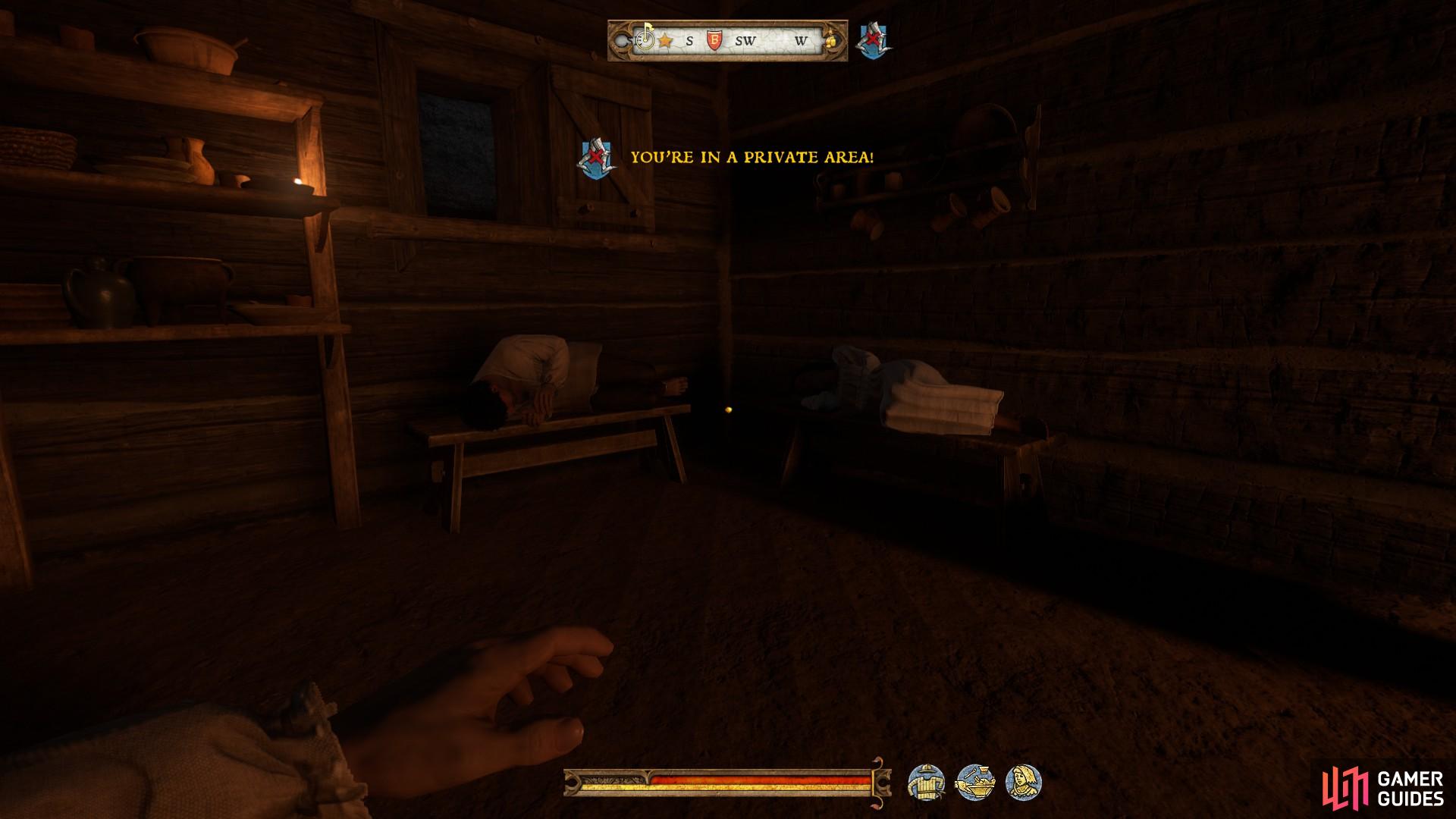 You will find the merchant sleeping very close to his wife, making it impossible to knock him out without her waking.