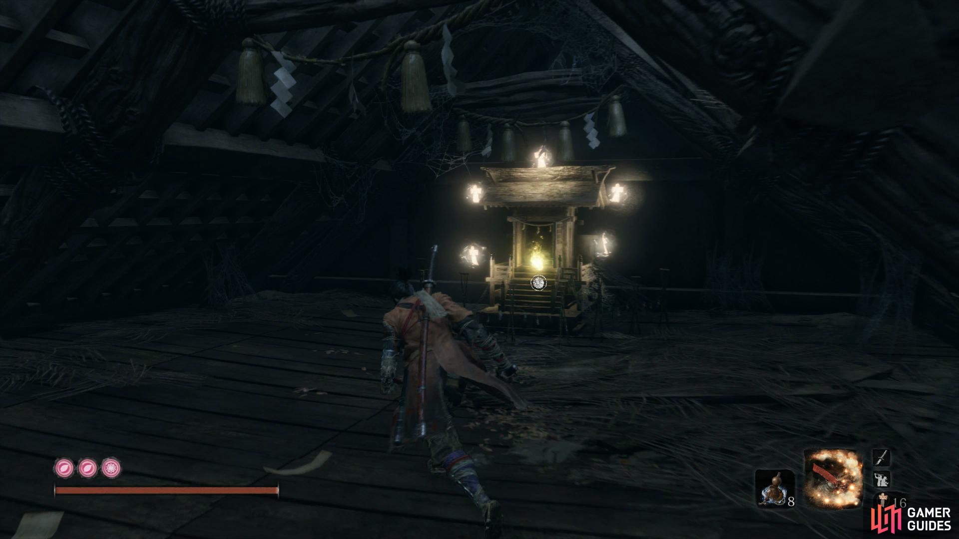 Grapple to the second floor to find this Prayer Bead.