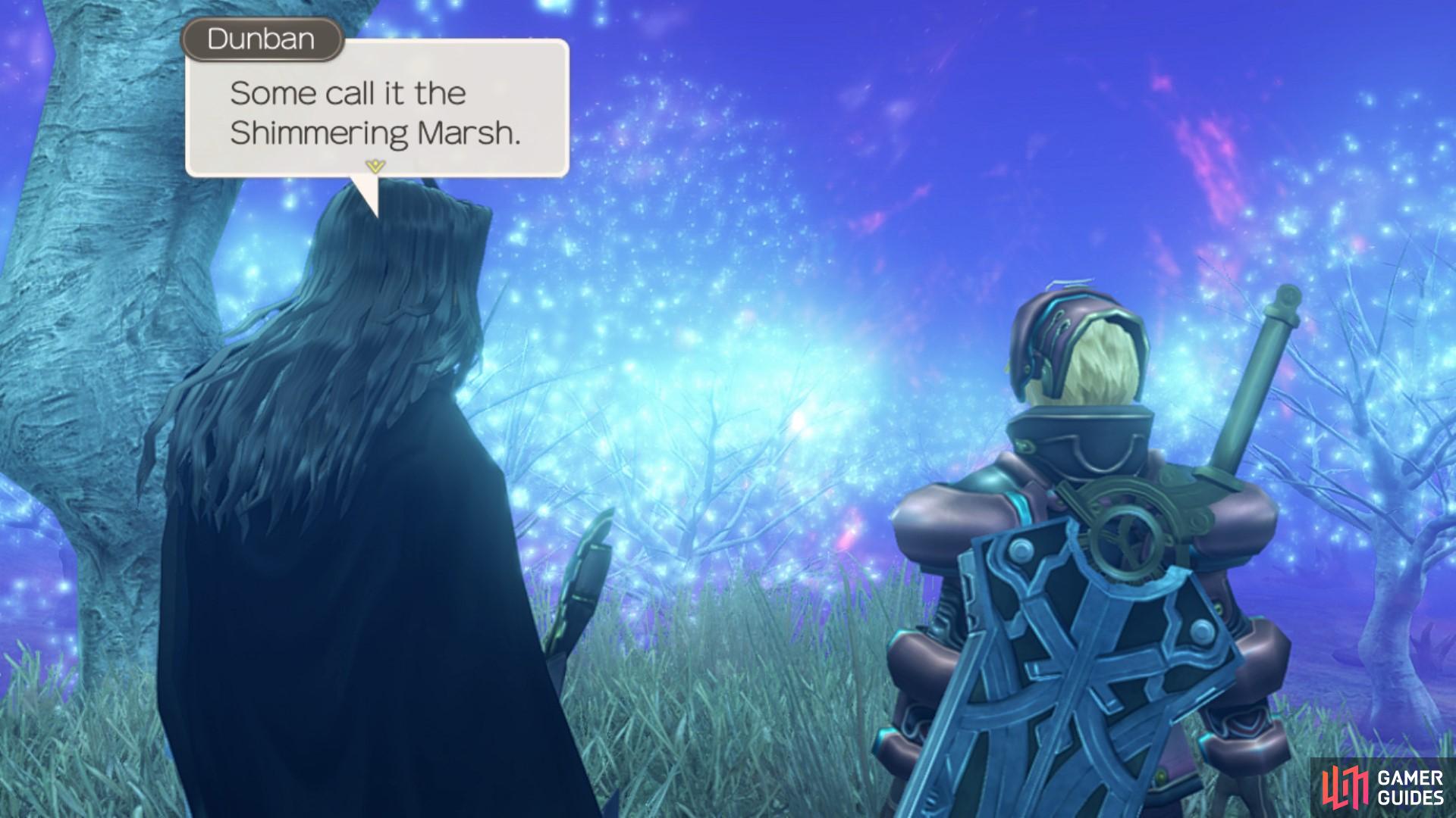 Shulk recalls his first memories of Satorl Marsh.