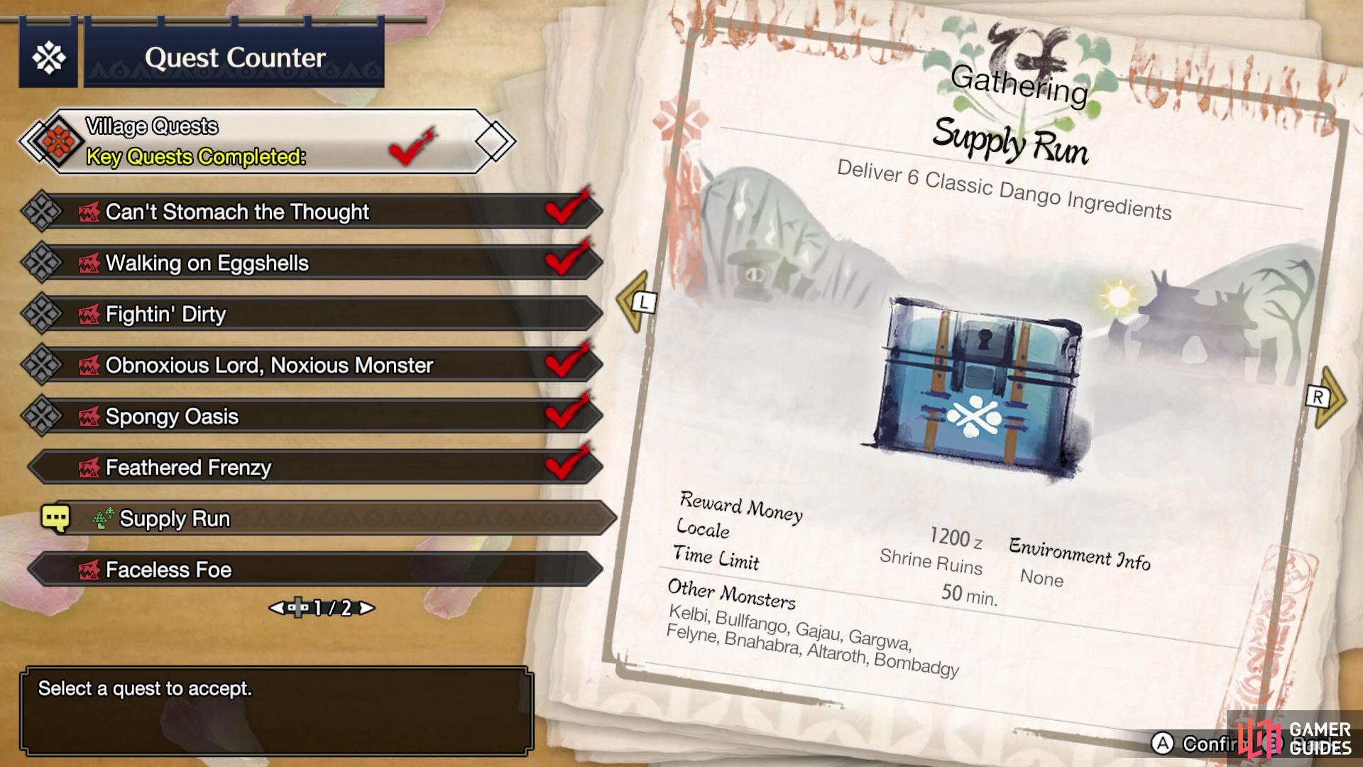 The Supply Run request is found in the 3☆ Village Quests.