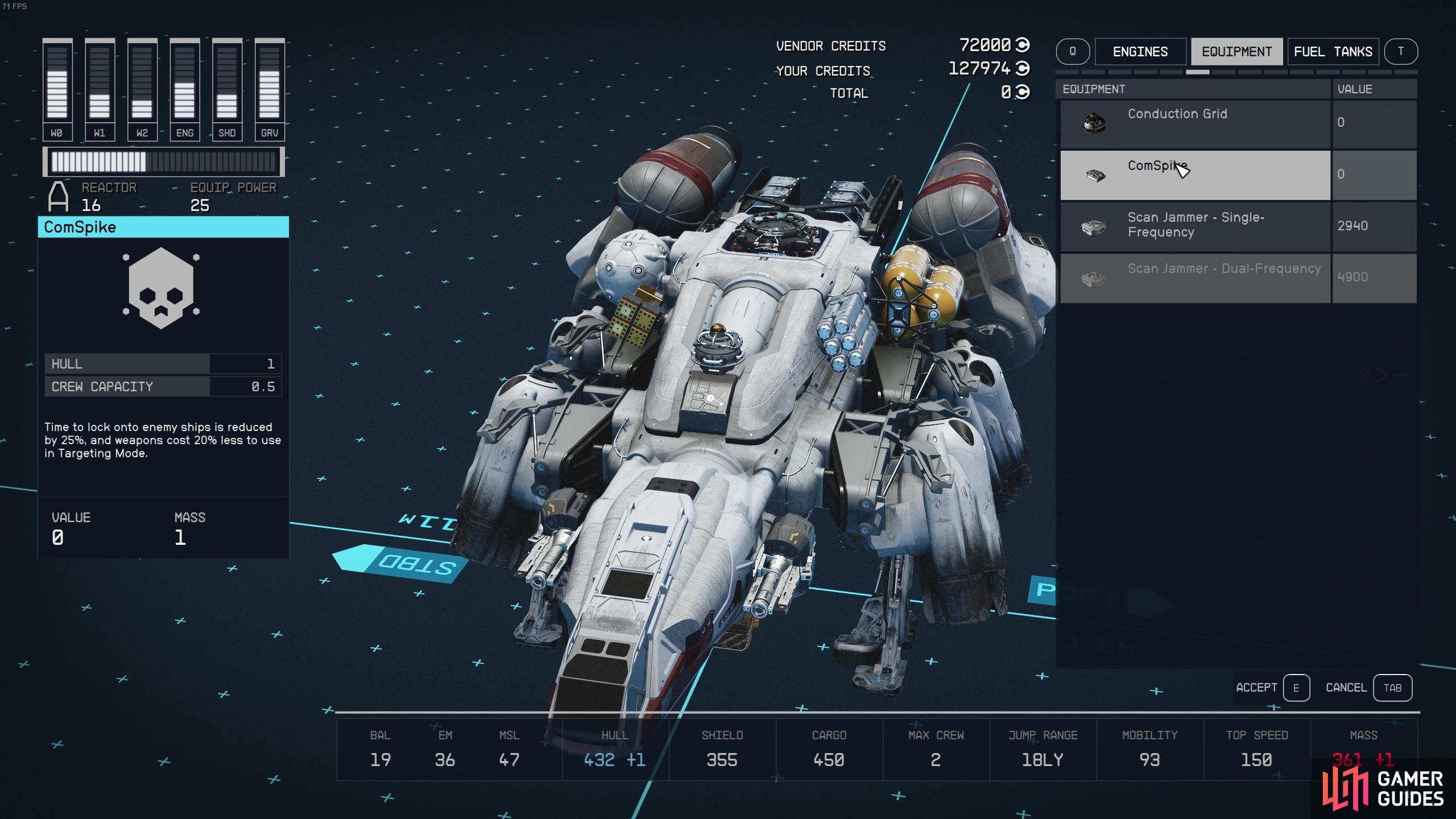 Add the ComSpike and Conduction Grid to your ship before you head off. 