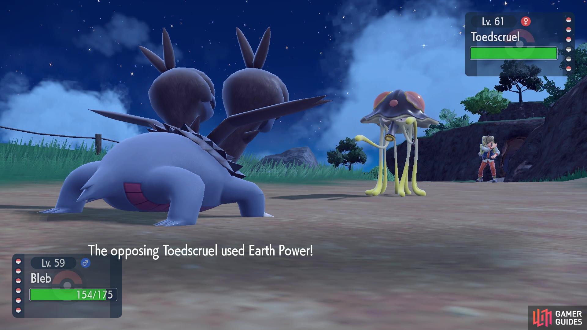 Toedscruel’s earth power is quite a damaging move!