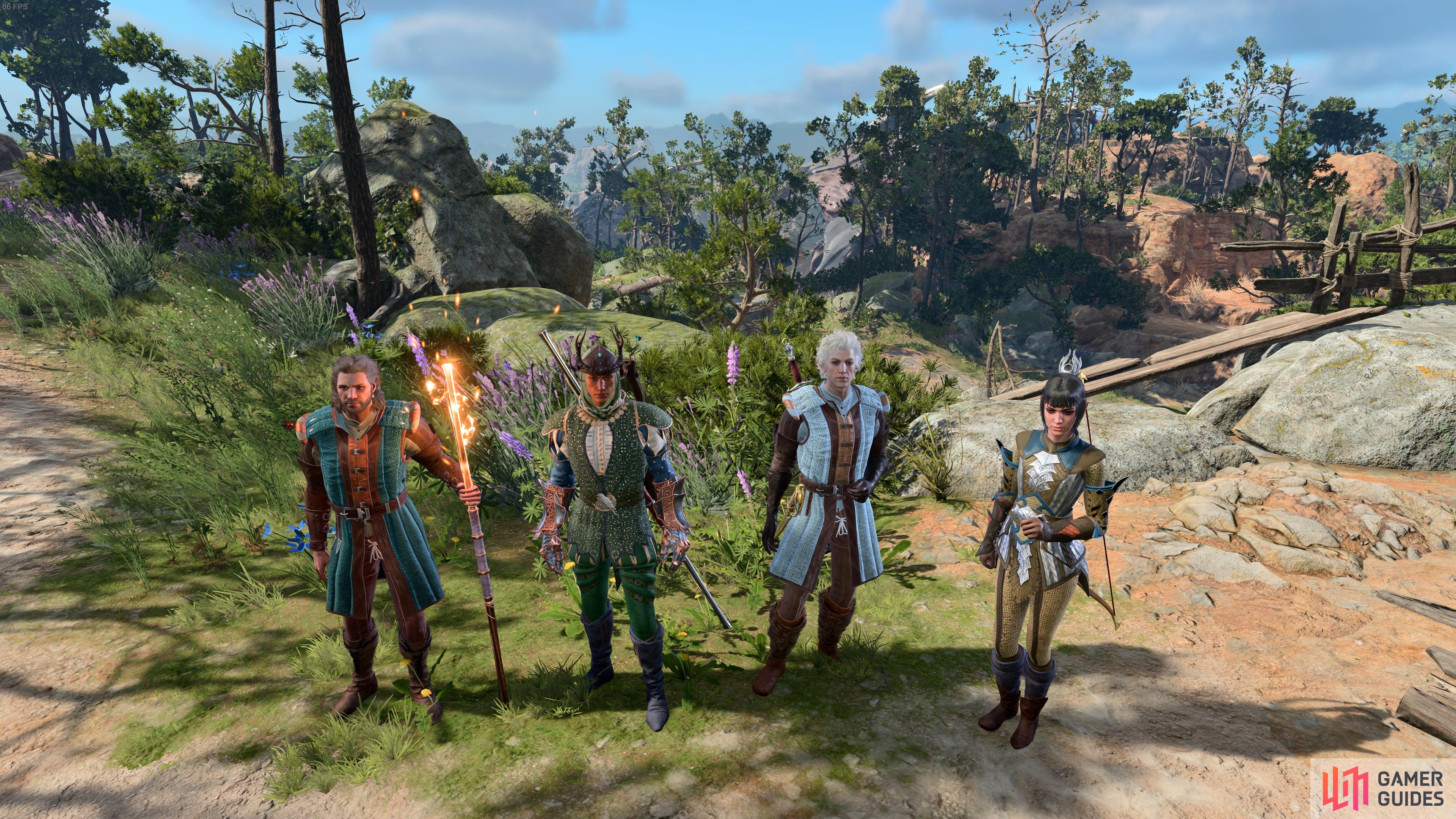 The gang with their newly-dyed armors, Baldur’s Gate 3.