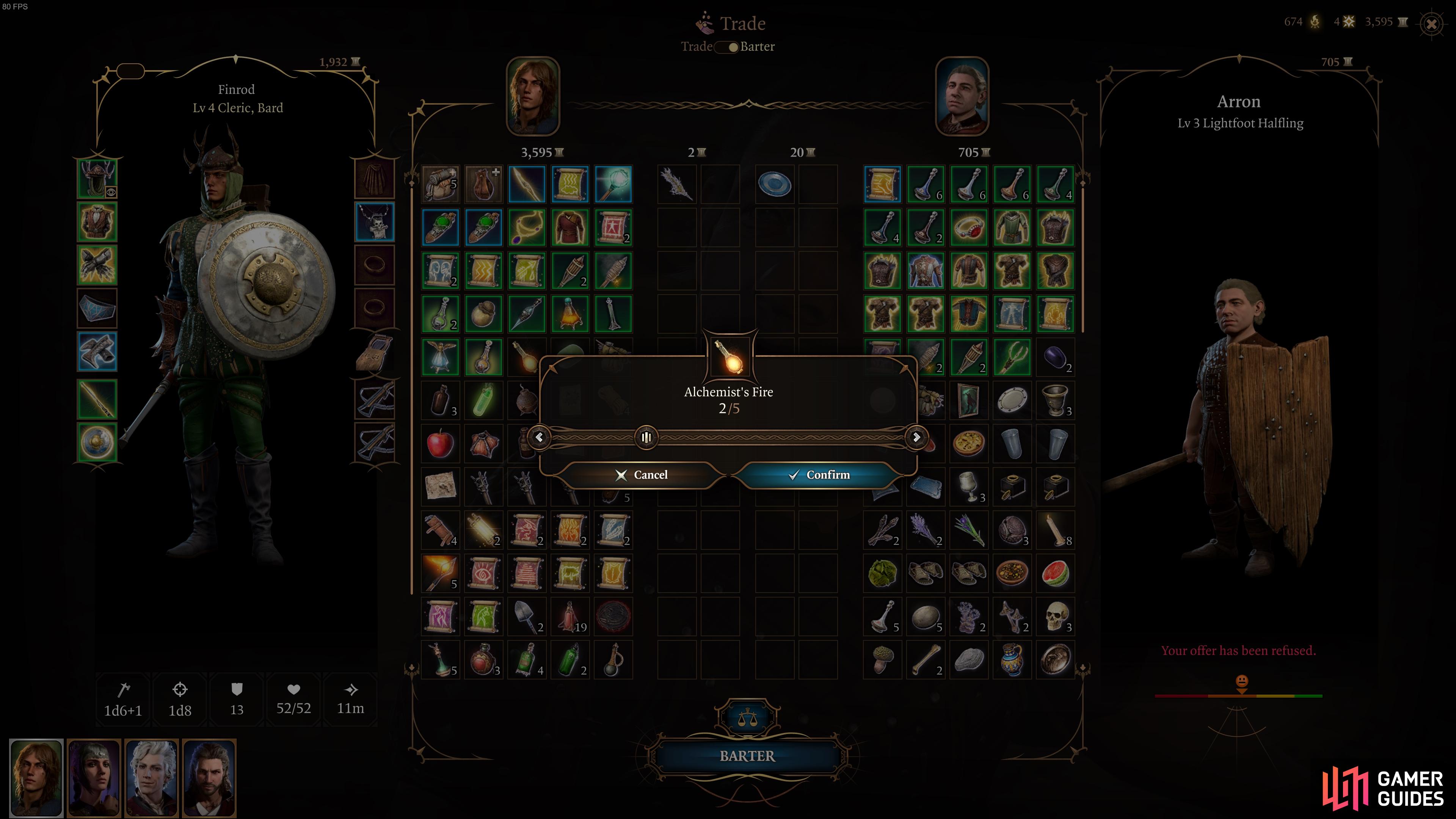 You can split items while trading by holding Shift as you drag the stack across to the merchant’s inventory.