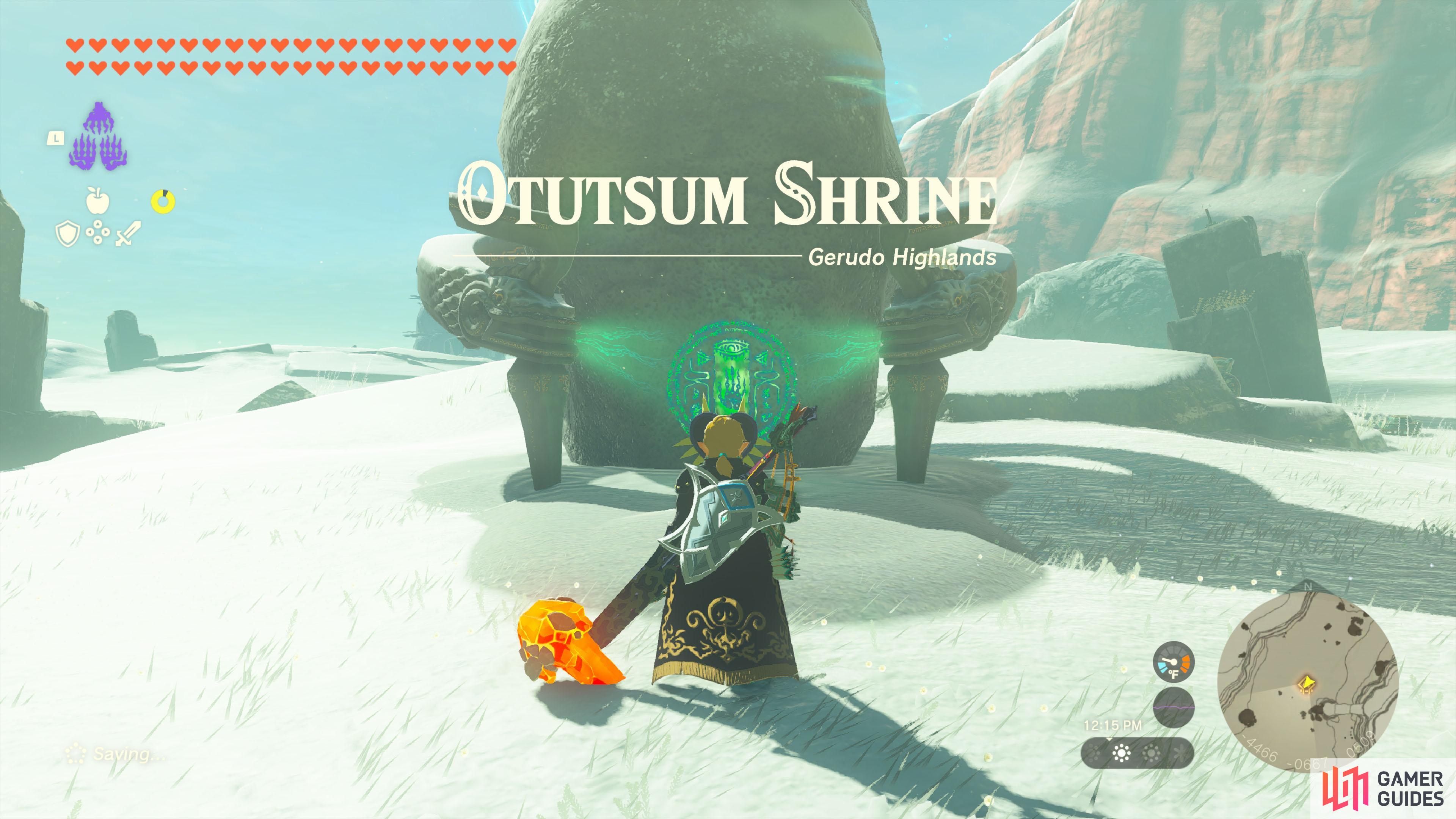 Otutsum Shrine is located in the Gerudo Highlands area.