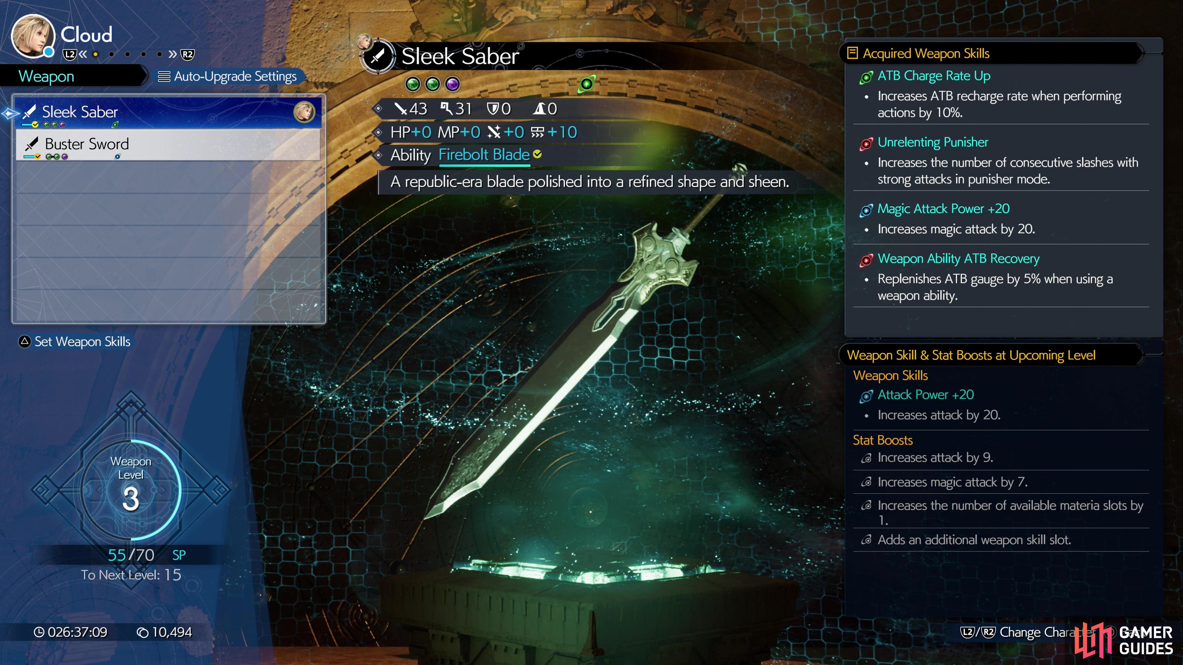 Instead of Weapon Cores, weapons in Final Fantasy VII Rebirth gain Weapon Skills as your Weapon Level improves.