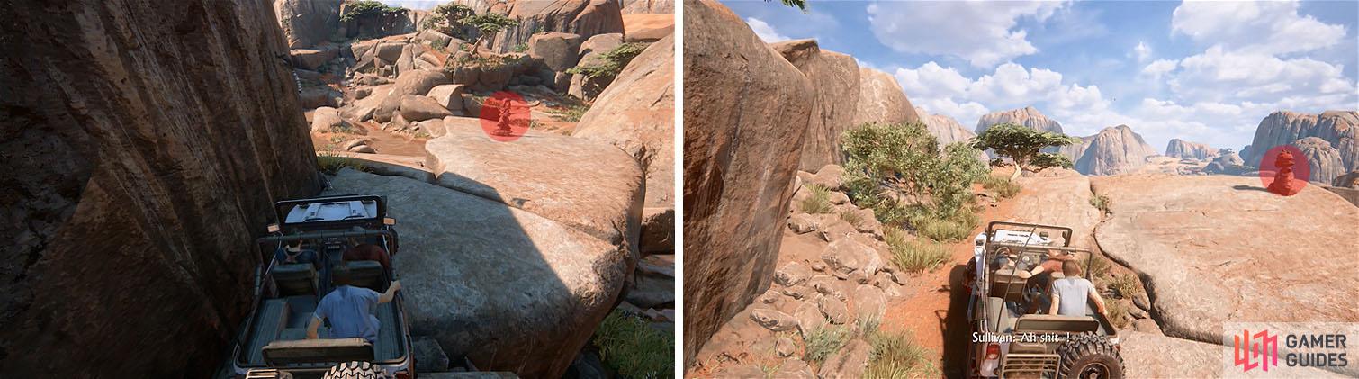 These two cairns are pretty hard to miss, given they are directly on the path.