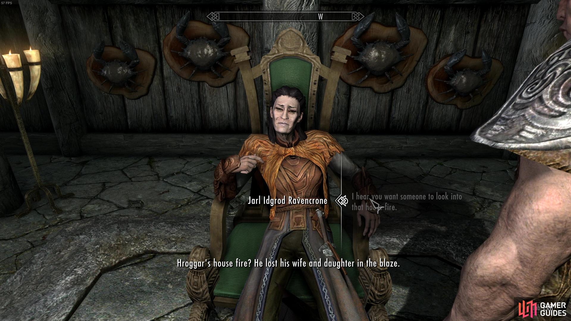 The Jarl will ask you to investigate the burned house in Morthal.