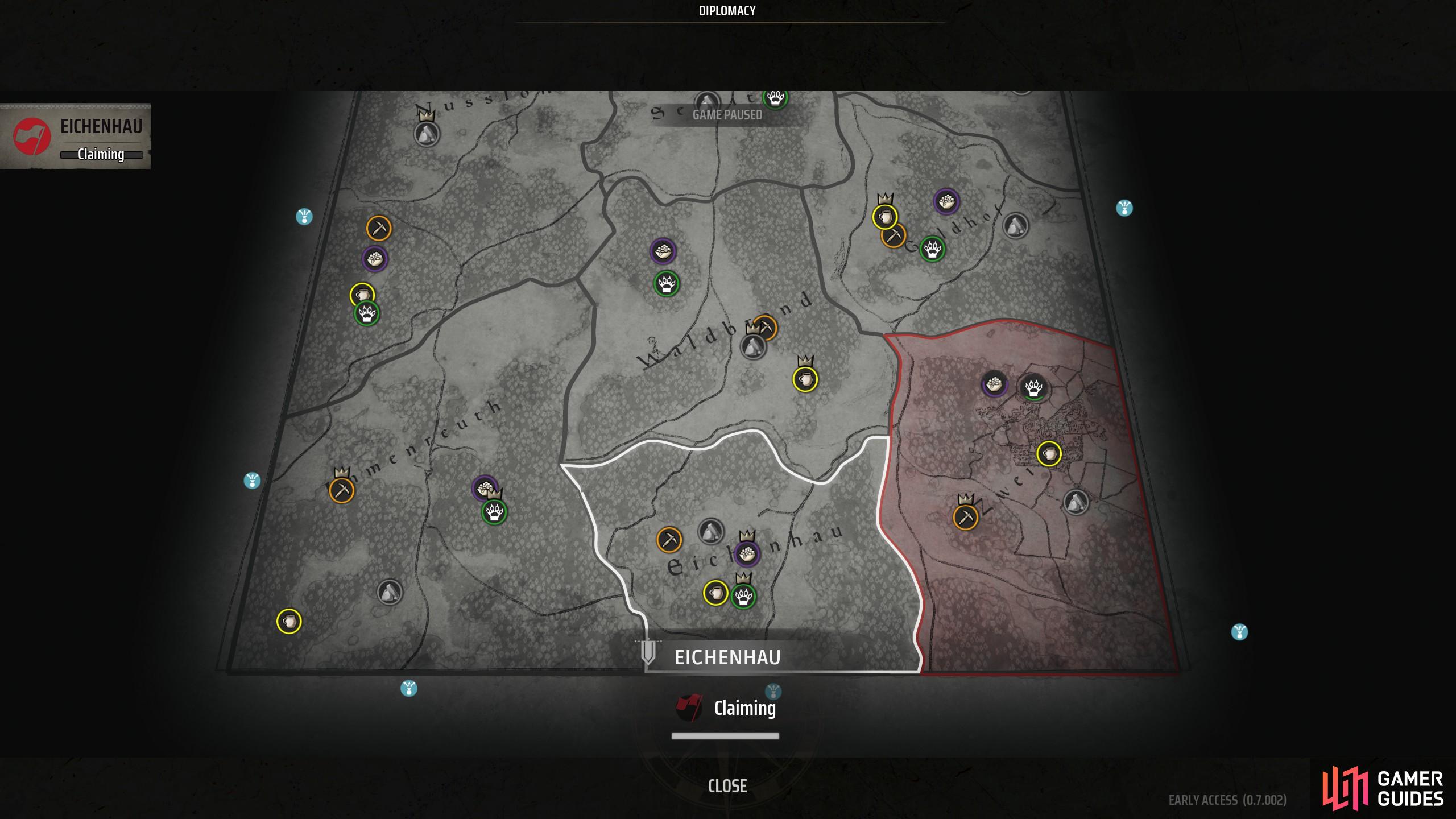 The map has several regions lords can claim over. But, as of the 0.7 EA patch, only players are on the map. 